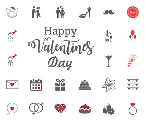 Happy Valentines Day letter icon. Valentines Day vector illustraticons set.