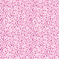 Vecto  pink  hearts shapes seamless pattern.