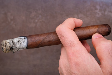 Man hand holding cigar