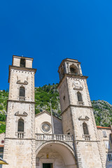 Fototapeta na wymiar On the square in the city of Kotor is located the Cathedral of St. Typhon.