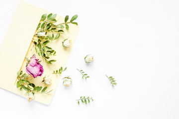 calligraphy floral pattern top view mock up