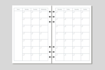 Weekly planner realistic vector mockup
