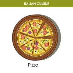 Italian cuisine pizza vector icon for restaurant menu or cooking recipe template