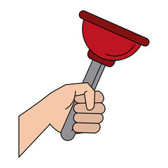 Hand with toilet pump icon vector illustration graphic design