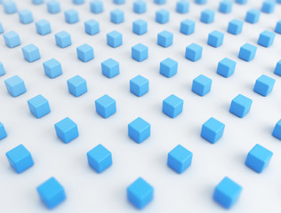 Fototapeta na wymiar Digital background small blue 3d cubes