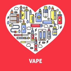 Vape products promotional poster with modern devices