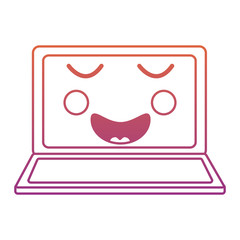 happy laptop kawaii icon image vector illustration design  red to purple ombre line