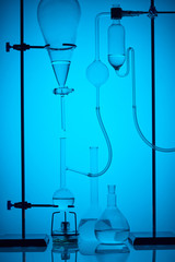 Fototapeta na wymiar scientific analysis in modern laboratory on blue