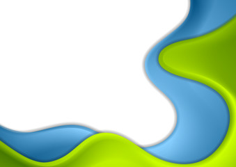 Green and blue abstract waves corporate background