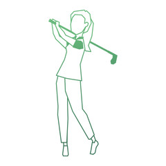 woman golfer playing avatar vector illustration design