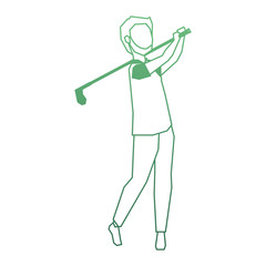 man golfer playing avatar vector illustration design