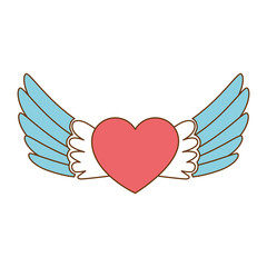 Obraz premium heart with wings flying vector illustration design