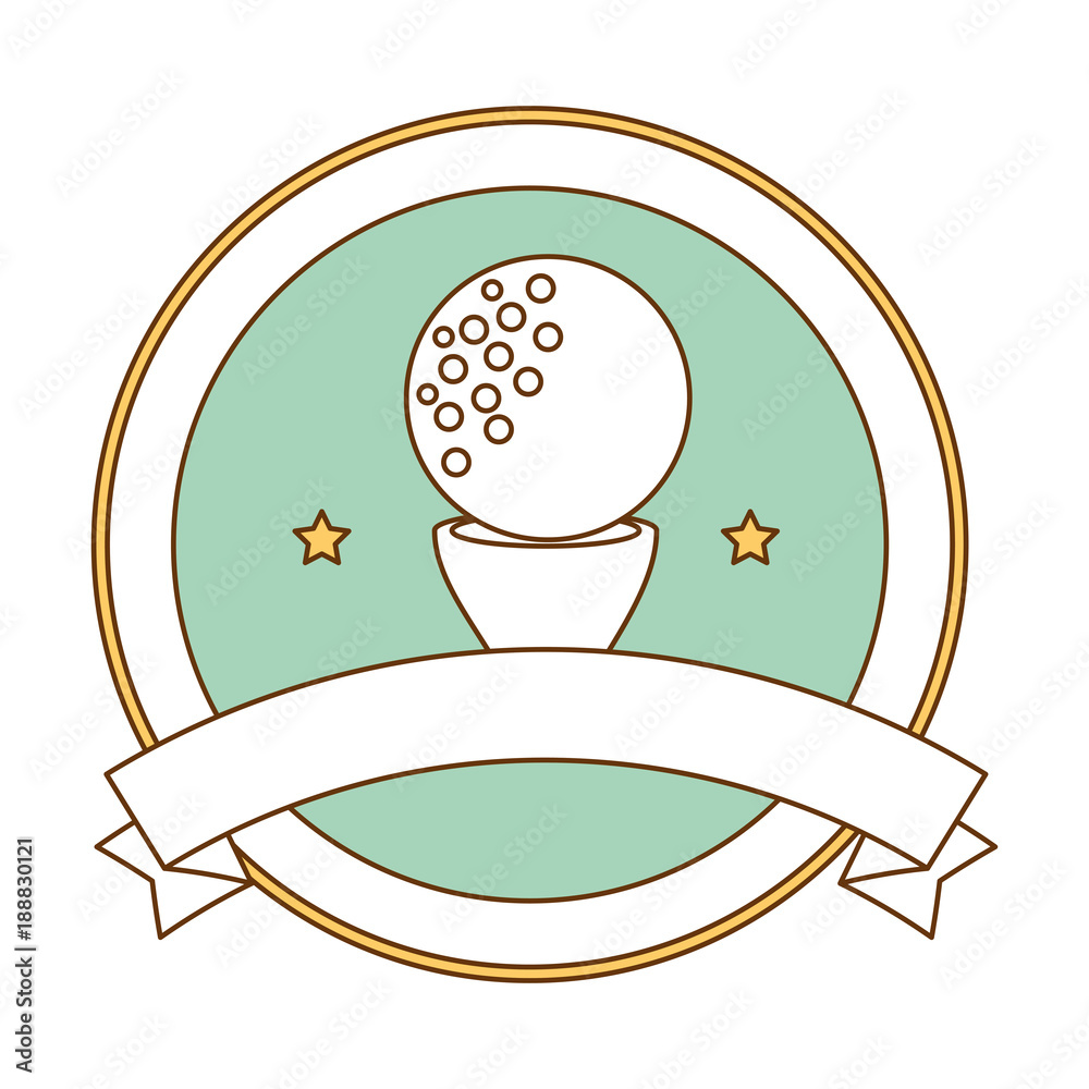 Sticker golf ball emblem elegant vector illustration design