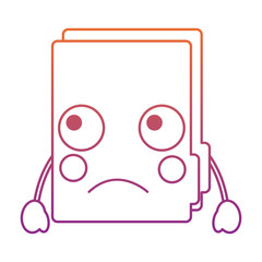 sad file folder kawaii icon image vector illustration design  red to purple ombre line