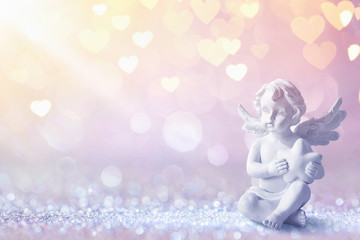 Greeting Card With Cupid On Shiny Background