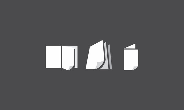 books, papers, curls, open books, pages, sheets, emblem symbol icon vector logo