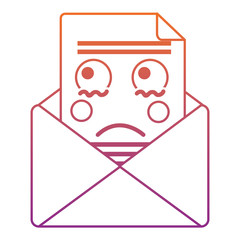 sad message envelope kawaii icon image vector illustration design  red to purple ombre line