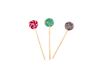 lollipop,candy on a wooden stick ,white isolated background