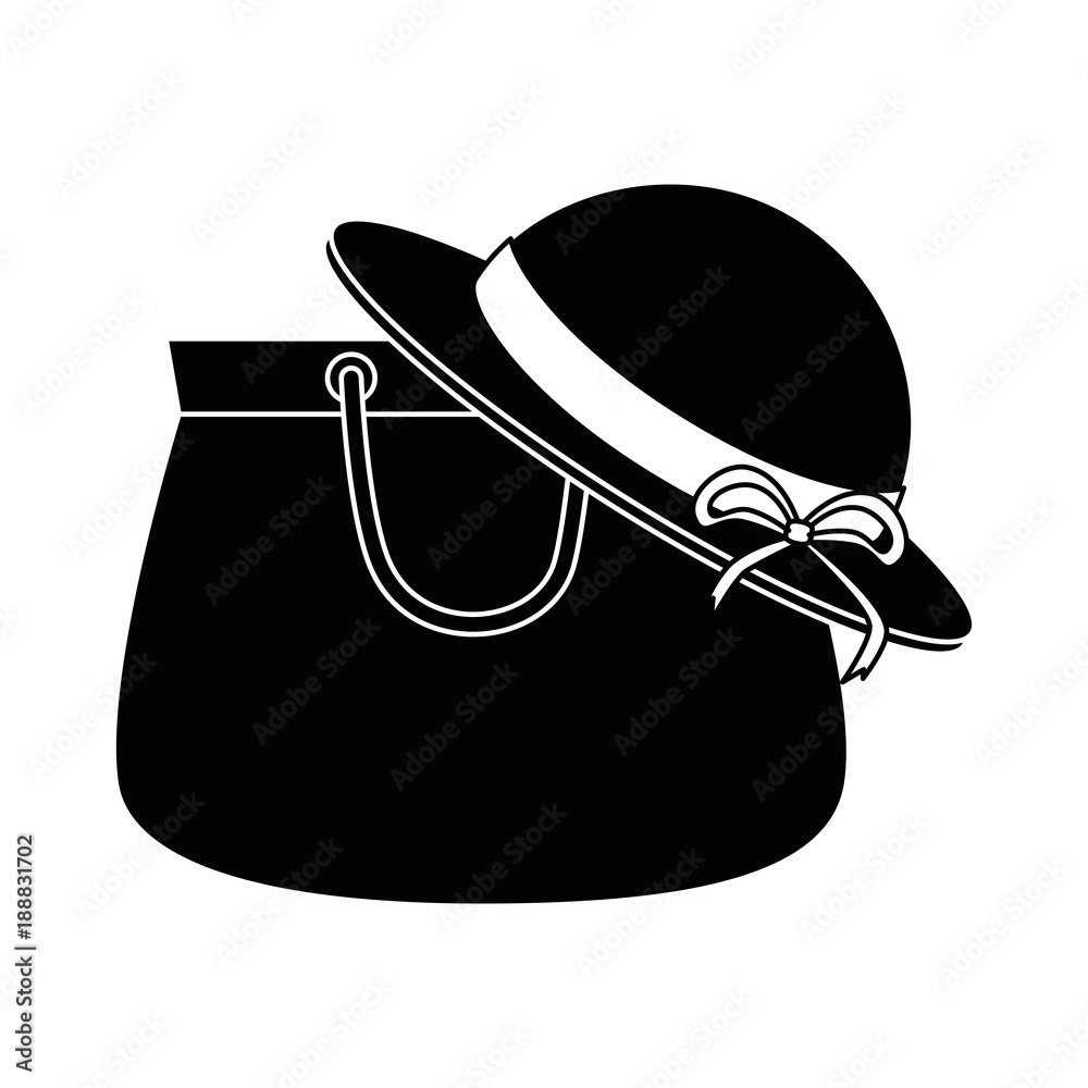 Poster handbag female with hat vector illustration design