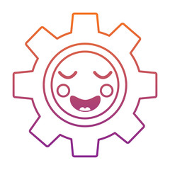 gear machinery piece cute kawaii cartoon vector illustration blur line gradient design