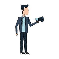Fototapeta premium Businessman with bullhorn icon vector illustration graphic design