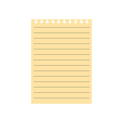 notebook yellow lined paper sheet- vector illustration