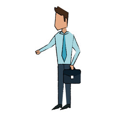 Obraz premium Businessman with briefcase icon vector illustration graphic design