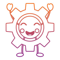 Fototapeta premium gear machinery piece cute kawaii cartoon vector illustration blur line gradient design