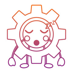 gear machinery piece cute kawaii cartoon vector illustration blur line gradient design