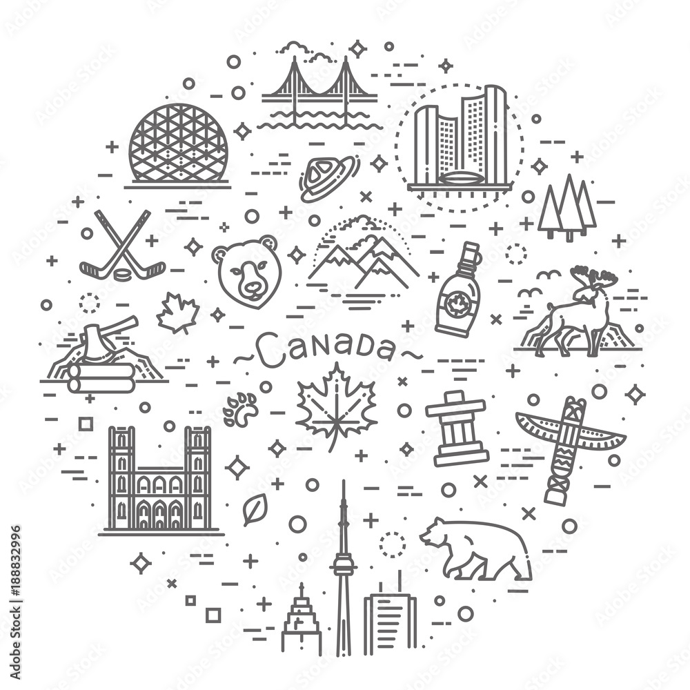 Wall mural travel canada traditional objects