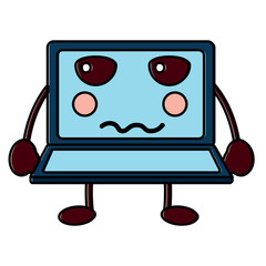 laptop computer kawaii character screen vector illustration  