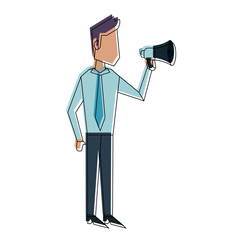 Fototapeta premium Businessman with bullhorn icon vector illustration graphic design