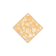 Crushed compact golden shimmer face powder isolated on white