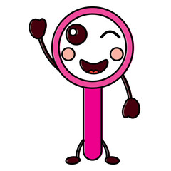 happy magnifying glass kawaii icon image vector illustration design 