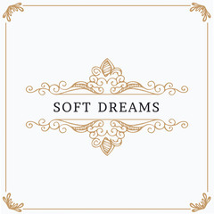 Monogram creative card template with beautiful flourishes ornament elements. Elegant design for corporate identity, logo, invitation. Design of background products.