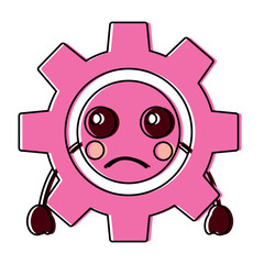 sad gear kawaii icon image vector illustration design 