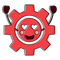gear heart eyes   kawaii icon image vector illustration design 