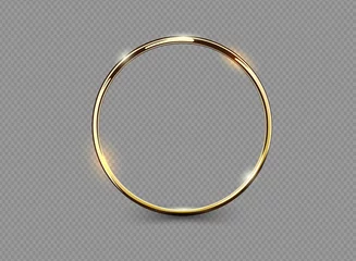 Fotobehang Abstract luxury golden ring on transparent background. Vector light circles spotlight light effect. Gold color round frame. © iaroslavka