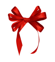 Red satin ribbon bow