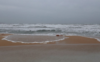 Touristic beach of el Arenal during winter in the spanish island of Mallorca