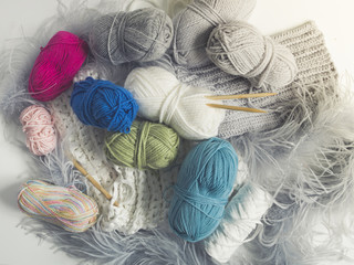 different kinds of colorful wool
