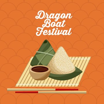 dragon boat festivel food rice dumpling and chopstick vector illustration