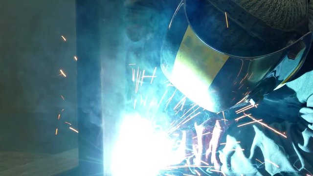 Sparks During the process of Welding of Steel
