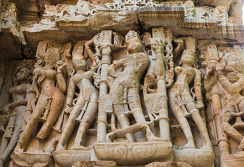 relief figure on the walls of a temple in Chittorgarh, Rajasthan