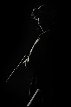The man in the image of a member of the SWAT police with weapons