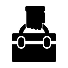 Hand holding a suitcase icon