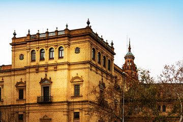 Fototapeta premium Antique building view in Old Town Sevilla, Spain