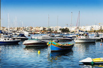 Fototapeta premium Typical Seaside port in Valletta in Malta