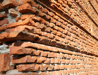 long wall made with many bricks