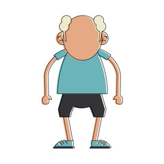 Cute grandfather cartoon walking stick icon vector illustration graphic design